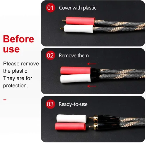 Vista 7 de SKW Cable de RCA para audiófilos 2RCA macho a 2RCA macho de sistema HiFi con diámetro de 7mm (0.5m/1.64ft, negro, nylon) Ultra-pure copper core