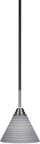 Vista 129 de Toltec Lighting Paramount - Mini colgante de 1 luz en acabado negro mate con cristal de arte perla de 7 pulgadas y estilo negro