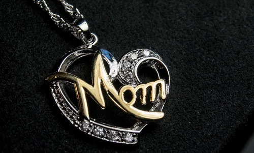 Vista 4 de Collar con colgante para mamá y madre de Abuela Ibu Mommy Mama Mamá Mami Nana Grandma de cristal dorado y plata con diamantes de imitación de perlas