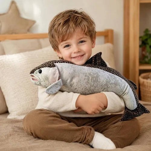 Vista 8 de Juguete de peluche realista de salmón atlántico, muñecas para niños, 17 pulgadas