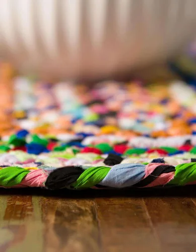 Vista 4 de Unique Loom Colección Trenzada Chindi - Alfombra de área (1 pie 2 pulgadas x 6 pies 1 pulgada, pasillo, multi/azul)