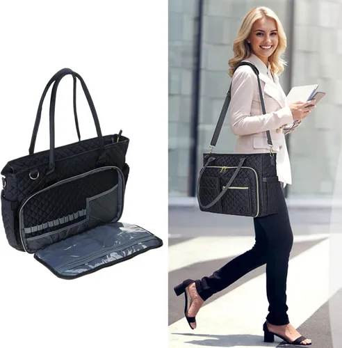 Vista 2 de Teacher Toted Laptop Bag with Cup Holder,Nurse Bags Professional Briefcases Business Computer Purses Handbag