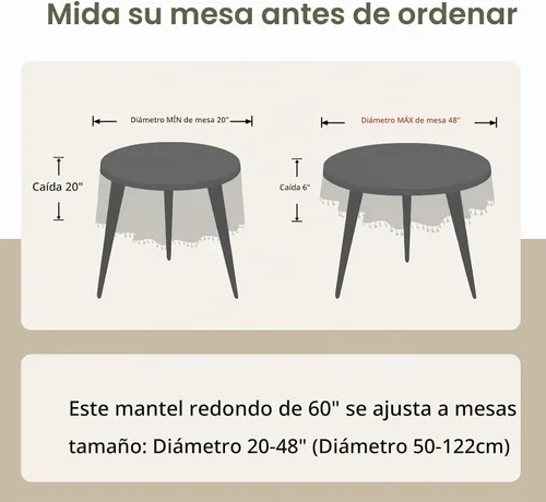 Vista 4 de Alsoo Mantel redondo de cuadros beige de 60 pulgadas, mantel circular a cuadros, lavable, sin arrugas, de lino y algodón, para picnic, cocina