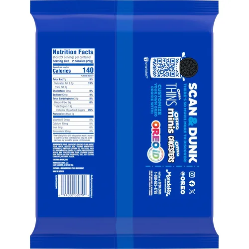 Vista 3 de OREO - Galletas de sándwich con doble relleno de chocolate, tamaño para fiestas, 24.95 onzas Siempre hecho con cacao real, certificado Kosher