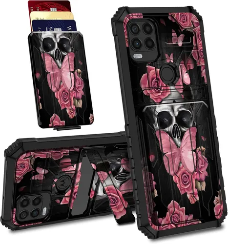Vista 33 de Funda para Motorola Moto G Stylus 5G con ranura desmontable para tarjetero, soporte de doble capa, resistente a prueba de golpes, funda oculta