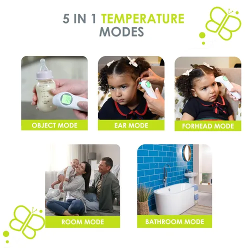 Vista 2 de bblüv - Orä - Termómetro infrarrojo digital sin contacto, termómetro de oído - Pantalla LED 5 en 1, para bebés, niños y adultos Indicador