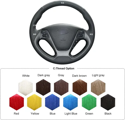 Vista 5 de mewant Customized piel de microfibra coche funda de volante para Kia K3 2013/Kia K2 Rio 2015 2016/Kia Ceed CEE 'D 2012 – 2017/Kia Cerato 2013 – 2017
