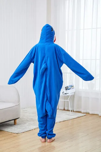 Vista 3 de Pijama de tiburón para adultos, disfraz de Halloween, ropa de dormir