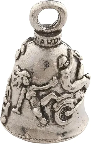 Vista 15 de Guardian Bell Campana de buena suerte con llavero y bolsa de regalo de terciopelo negro Campana de motocicleta Peltre sin plomo Hecho