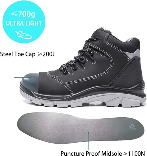 Vista 3 de DRKA Botas de trabajo con punta de acero para hombre resistentes al agua