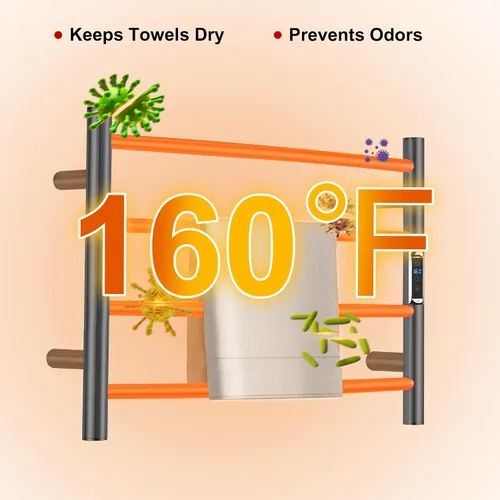 Vista 3 de Toalleros térmicos para baño, calentadores eléctricos de toallas para montar en la pared con temporizador y control de temperatura, calentador