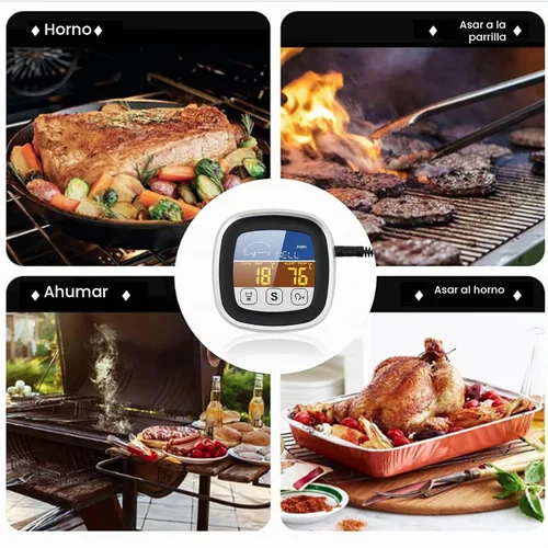 Vista 5 de Leepenk Termómetro digital para carne con transmisión de voz clara para ciegos y ancianos, termómetro de sonda para cocinar con pantalla táctil