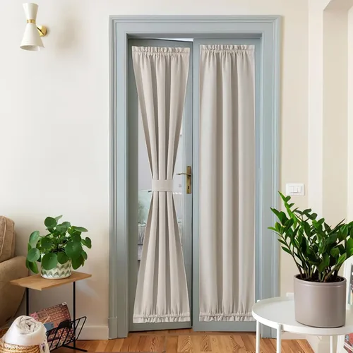Vista 22 de NICETOWN Cortinas de Lino para Puerta Lateral - Cortinas Opacas con Aislamiento Térmico para Puerta Delantera Francesa para Sombra Pequeña