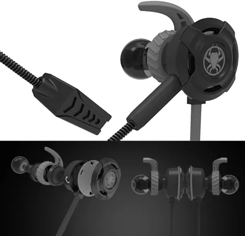 Vista 2 de Auriculares con cable para juegos con micrófono ajustable para PS4, computadora portátil, teléfono celular, auriculares DLAND E-Sport con bolsas