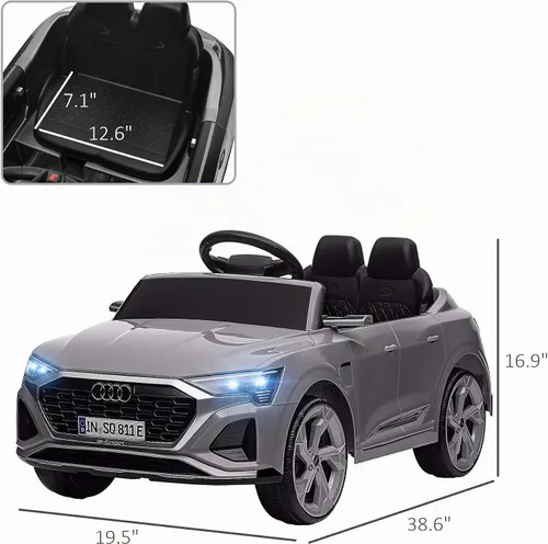 Vista 7 de Qaba Audi Q8 e-tron Sportback Licensed 12V Kids Ride on Car Music Gray Gris