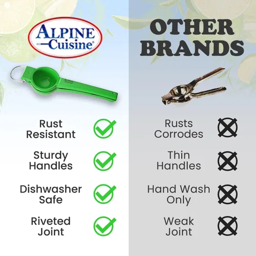 Vista 6 de Alpine Cuisine Exprimidor de lima con gancho – Exprimidor manual de cítricos de aluminio, exprimidor manual de cítricos, prensa de naranja y limón