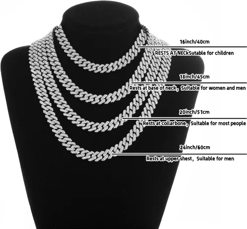 Vista 4 de Cadena de eslabones cubanos para hombre, collar cubano de Miami chapado en plataoro, cadena de hip hop con circonita cúbica brillante para mujer