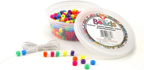Vista 8 de Hygloss Productos Cubo O'Beads Class Economy 1000 poni de barril, 0.236x0.354 in, 1,000 piezas, Multi