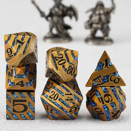 Vista 5 de Juego de dados de metal con incrustaciones de alta calidad, dados DND de aleación de zinc pesado para jugadores de rol serios