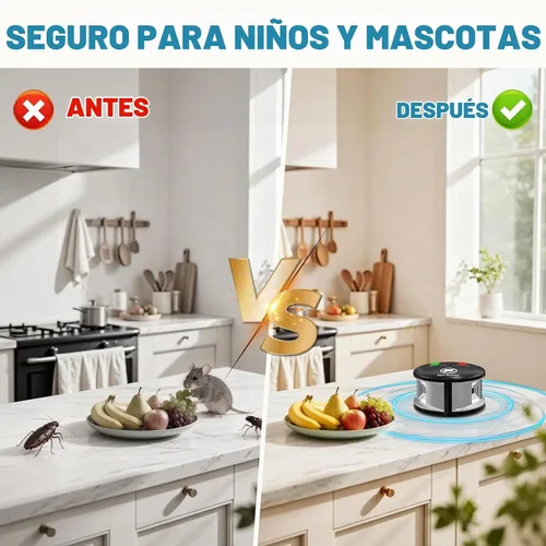 Vista 5 de Repelente ultrasónico de ratón para interiores, repelente de roedores, enchufe electrónico, multimodo de frecuencia variable de 360°, repelente
