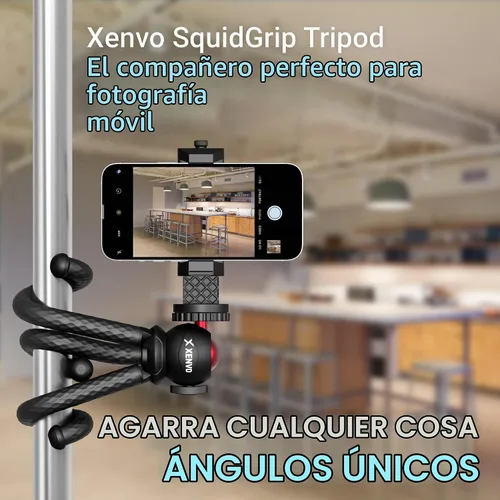 Vista 4 de Xenvo SquidGrip - Trípode flexible para teléfono celular y soporte portátil para cámara de acción, compatible con iPhone, GoPro, Android, Samsung