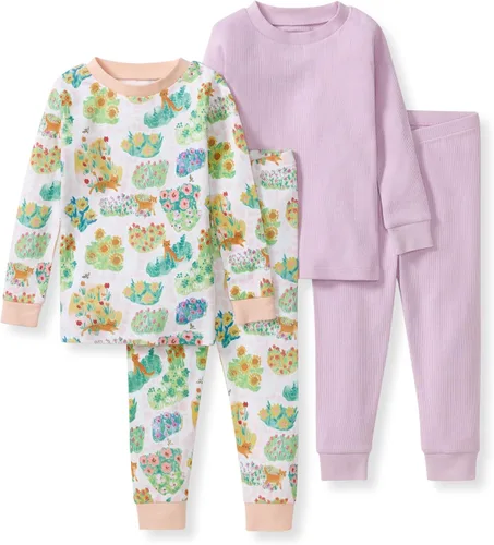 Vista 55 de Burt's Bees Baby Pijama para niña, 2 piezas, camiseta de manga larga y pantalones de algodón orgánico