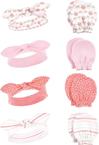 Vista 19 de Hudson Baby Conjunto de diadema de algodón y manoplas para rascar para bebé