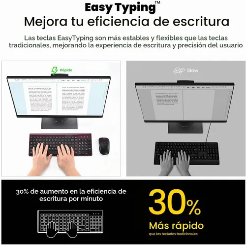 Vista 4 de cimetech EasyTyping KF10 - Combo de teclado y mouse inalámbricos, [teclas de interruptor de tijera silenciosas], [teclas que ahorran esfuerzo] Negro