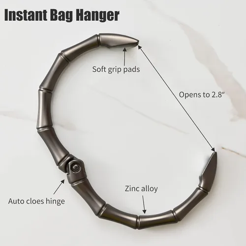 Vista 4 de Gancho para bolsa, soporta hasta 33 libras, gancho para bolso para escritorio, barra debajo de la mesa, colgador de bolsos, repisas, etc. Elegante