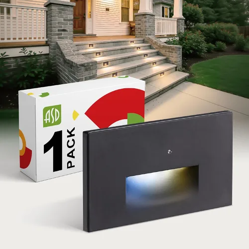 Vista 25 de ASD Lámpara LED Empotrada para Escalones, Iluminación de Peldaños para Escaleras de Exterior e Interior 3CCT, Regulable, Impermeable, Listado ETL