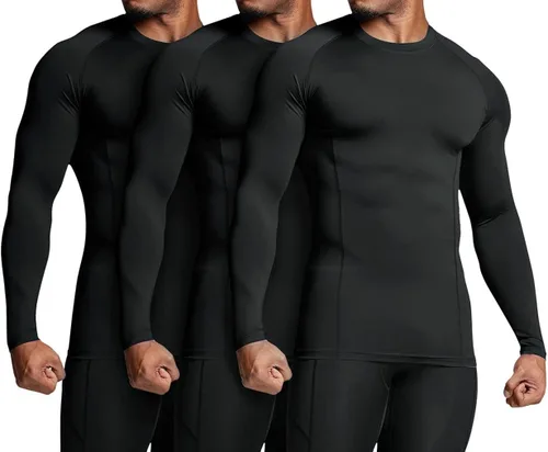Vista 2 de ATHLIO - Paquete de 1 o 3 camisetas de compresión de manga larga con protección FPU 50+ para hombre, camiseta de protección para deportes acuáticos