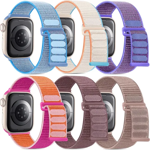 Vista 16 de WJK Correas elásticas de nailon compatibles con correas de Apple Watch de 1.496 in 1.575 in 1.614 in 1.654 in 1.732 in 1.772 in 1.811 in 1.929 in