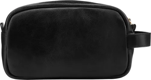 Vista 5 de Londo Neceser de viaje de cuero genuino, maquillaje, bolsa organizadora de afeitado - Kits Dopp - Unisex Negro