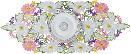 Vista 2 de AMARED Spring Daisy - Caminos de mesa bordados con flores para decoración del hogar, 13 x 34 pulgadas