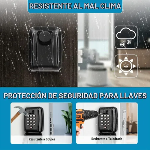 Vista 3 de BKNOOU - Caja de bloqueo de llave para montaje en pared con código, caja de seguridad extra grande para exteriores 12-Digit Resettable