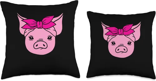Vista 3 de Cute Mini Pig Girl Miniature Pig Owner Throw Pillow