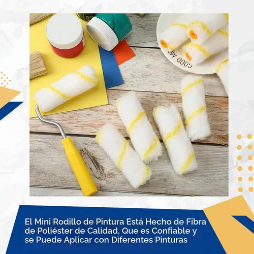 Vista 4 de Leumoi 500 piezas de mini rodillos de pintura de 4 pulgadas, cubiertas de rollos de microfibra para siesta de 1/2 pulgada, a granel, herramientas