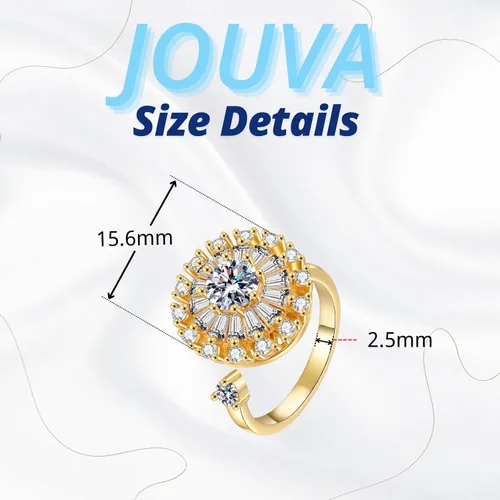 Vista 2 de Anillo giratorio ajustable chapado en oro de 18 quilates para mujer, anillo de girasol para aliviar el estrés