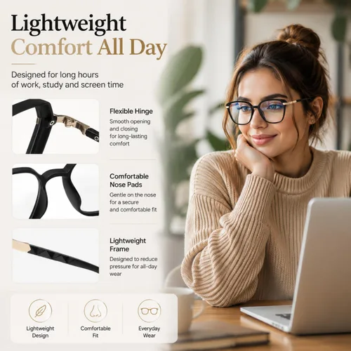 Vista 4 de ROCKNIGHT Stylish Blue Light Glasses Computer Glasses for Women & Men Fashion Blue Light Glasses Designed for Computer, Laptop & Phone Use