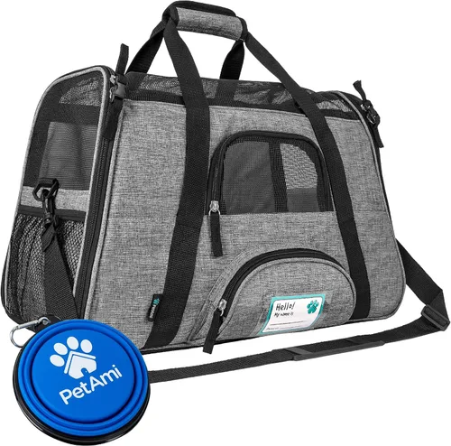 Vista 11 de PetAmi Transportador de mascotas aprobado por aerolíneas para gatos, transportador de perros de lados suaves para perros pequeños, suministros