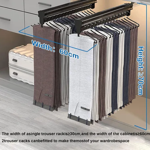 Vista 5 de Barra extensible para ropa con pista deslizante, barra de valet extraíble ajustable de 10.2-2.4 in, barra de perchero para ropa, soporte de carga
