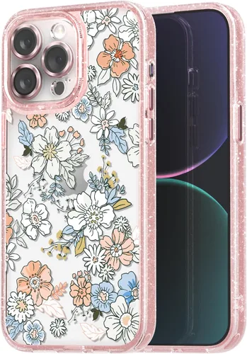 Vista 55 de Compatible para iPhone 13 Funda Linda Estética - Funda de Teléfono Rosa con Protector de Cámara - Diseño de Cubierta con Estampado de Hongos