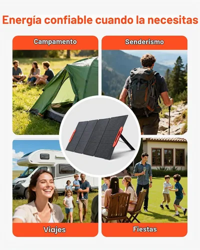 Vista 6 de VEVOR Panel solar monocristalino plegable de 150 W, 23% de eficiencia, cargador de panel solar monocristalino portátil ETFE con salida MC4, puertos