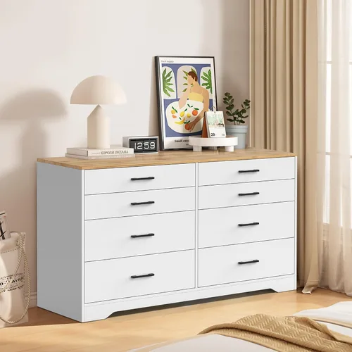 Vista 12 de VINGLI Cómoda con espejo para dormitorio con 6 cajones de almacenamiento, cómoda moderna, color plateado, 32 pulgadas de largo x 12 pulgadas