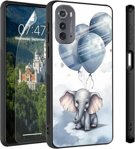 Vista 63 de Funda para Motorola Moto Edge 2022, cubierta trasera de vidrio templado con protector de pantalla, protección a prueba de golpes para Motorola Moto