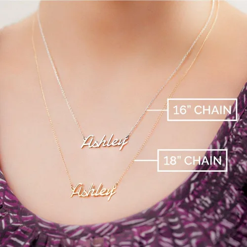 Vista 3 de JEWLR - Collar con nombre personalizado de 14 quilates con fuente floreciente