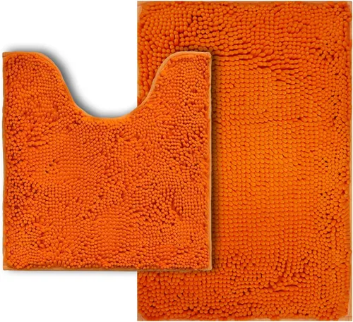 Vista 55 de Juego de alfombras de baño de 2 piezas, súper absorbente suave, gruesa, lavable en lavadora, alfombra de baño de chenilla antideslizante, alfombra