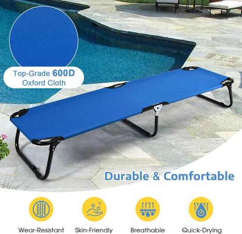 Vista 3 de Tangkula Catre plegable para campamento, cama portátil para acampar con marco de acero, catre portátil militar elevado para viajes adultos y niños