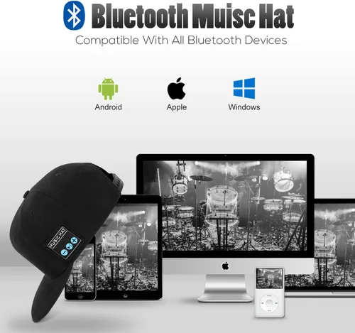 Vista 2 de Sombrero con altavoz Bluetooth ajustable, sombrero Bluetooth inalámbrico,gorra con altavoz inteligente para deportes al aire libre, la gorra