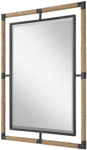 Vista 2 de Uttermost Melville Espejo de pared de hierro negro óxido de 28 x 38 pulgadas